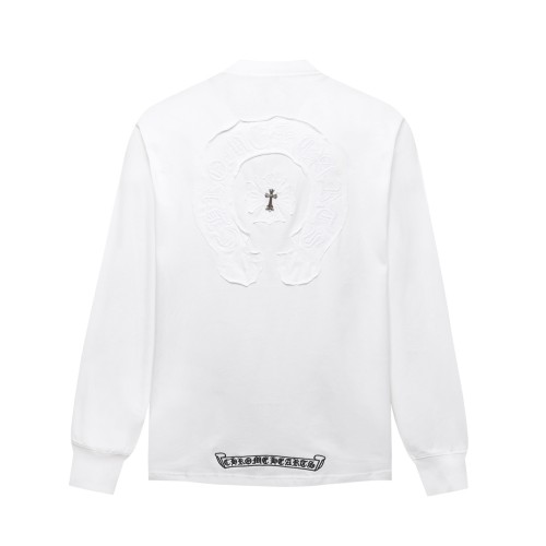 Chrome Hearts Couple Patch Embroidered Sanskrit Horseshoe Long Sleeve T-shirt