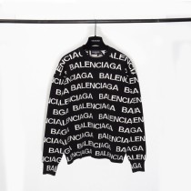 Balenciaga Unisex Full Logo Jacquard Round Neck Hoodie Sweater