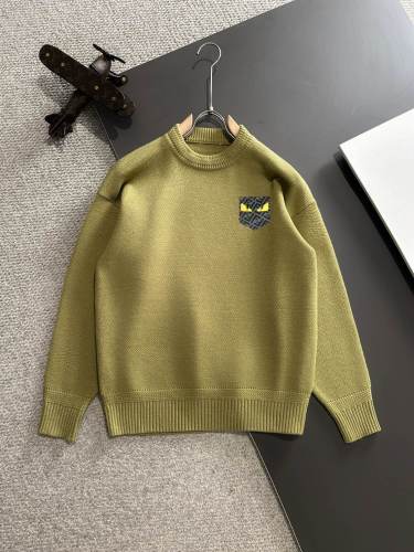 Fendi New Monster FF Printed Round Neck Wool Sweater