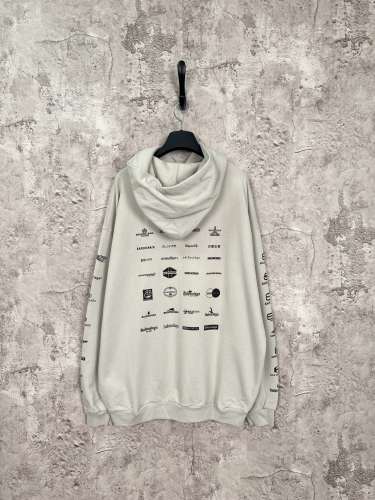Balenciaga Classic Full Label Multi Logo Printed Hoodie Unisex Casual Oversize Sportswear