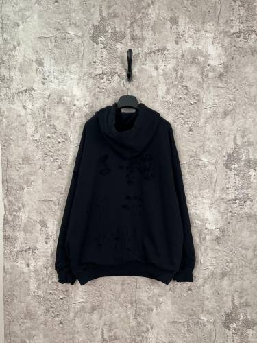 Balenciaga Caps Destroyed Art Printed Cracked Hole Hoodie Unisex Casual Oversize Sportswear