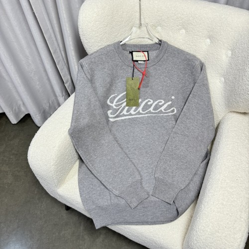 Gucci Fashion Color Contrasting Jacquard Logo Jacquard Round Neck Sweater