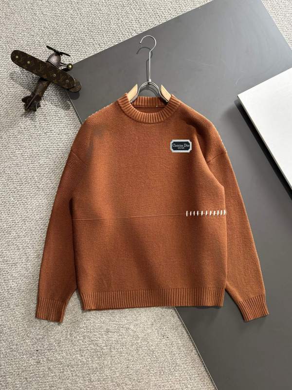 Dior New Embroidered Logo Round Neck Wool Sweater