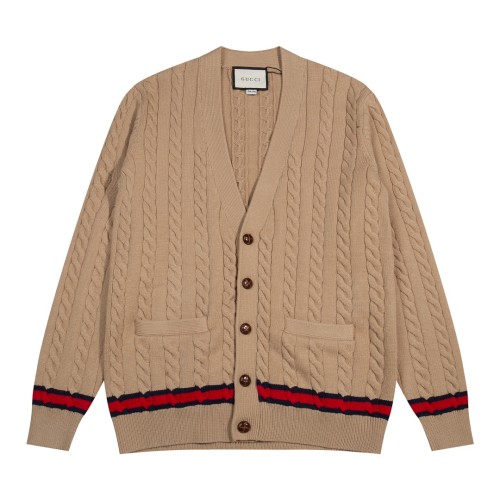 Gucci Classic British Academy Style Color Contrast Splicing Cardigan Sweater