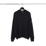 Balenciaga Couple Versatile Left Arm Rubber Logo Round Neck Wool Sweater