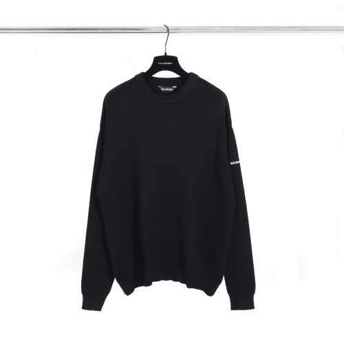 Balenciaga Couple Versatile Left Arm Rubber Logo Round Neck Wool Sweater