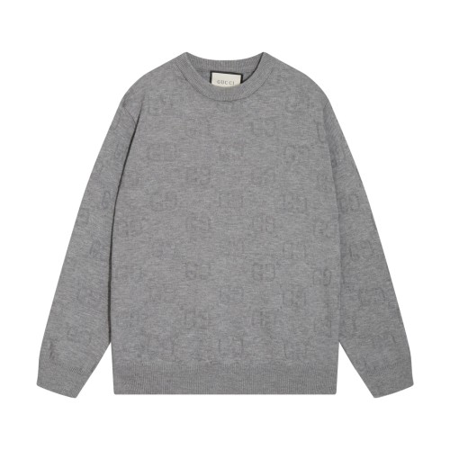 Gucci Unisex Full Body Double G Logo Round Neck Wool Knitted Sweater