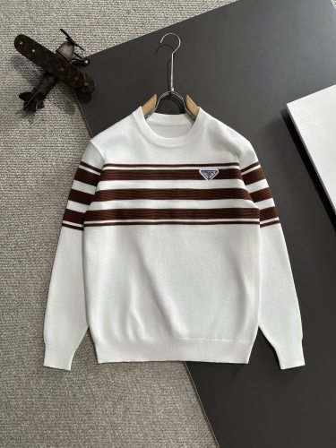 Prada New Splicing Round Neck Casual Wool Sweater
