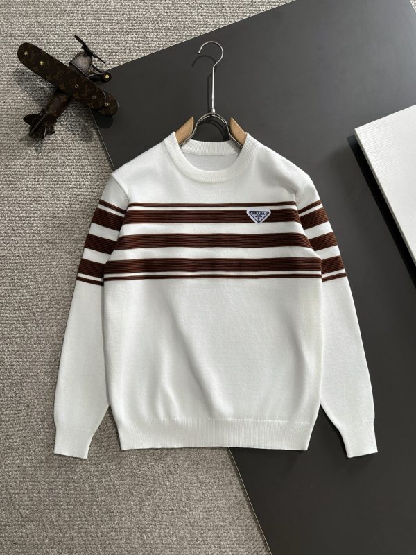 Prada New Splicing Round Neck Casual Wool Sweater