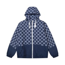 Gucci Couple Double G Hooded Zipper Full Print Jacket Coat