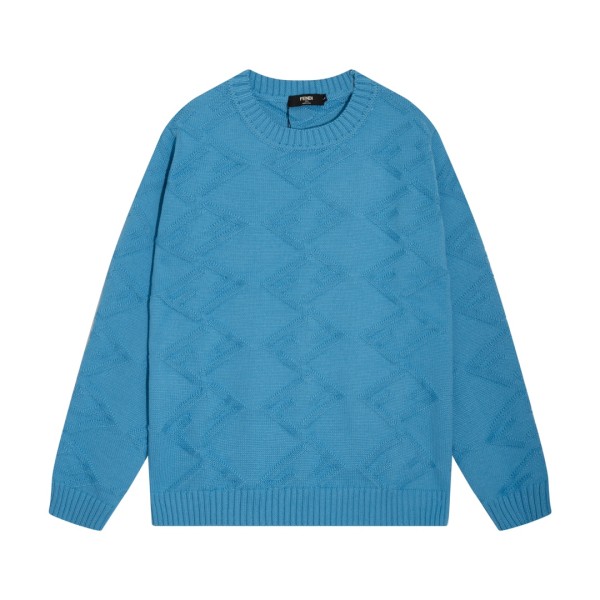 Fendi Unisex Double F Logo Round Neck Wool Knitted Sweater