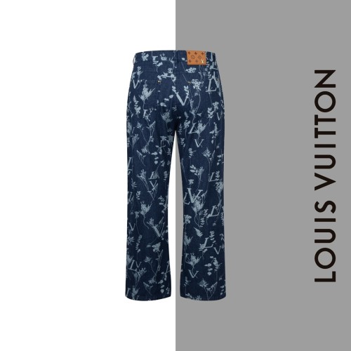 Louis Vuitton Fashion Full Wheat Leaf Casual Jeans