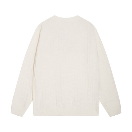 Fendi Unisex Full Letter Double Flogo Dark Pattern Round Neck Wool Knitted Sweater