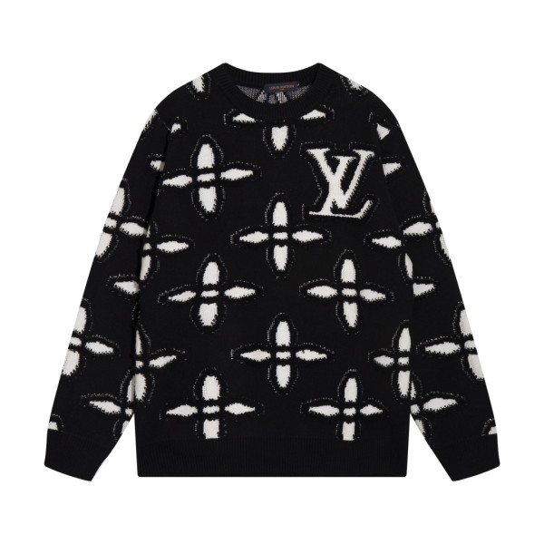 Louis Vuitton Fashion Towel Embroidered Pattern Round Neck Wool Knitted Sweater