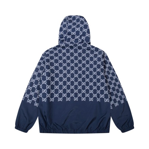 Gucci Couple Double G Hooded Zipper Full Print Jacket Coat