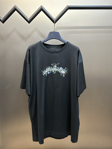 Givenchy New Floral Embroidered Short Sleeve Couple Loose Casual T-shirt