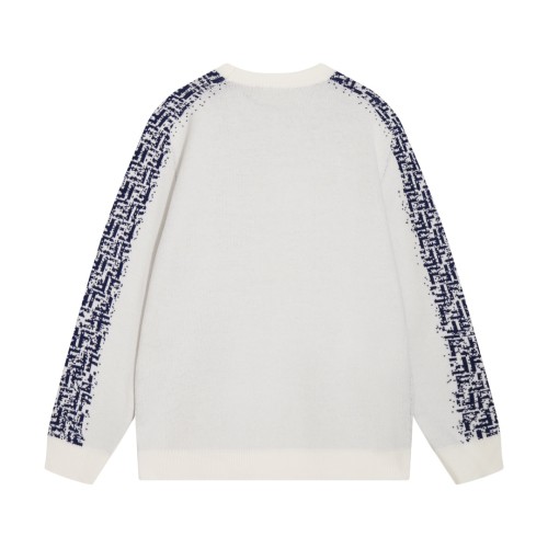 Fendi Unisex Fashion Double F Splicing Color Round Neck Wool Knitted Sweater