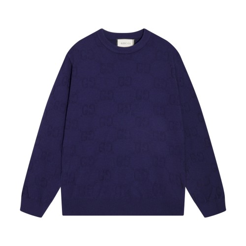 Gucci Unisex Full Body Double G Logo Round Neck Wool Knitted Sweater