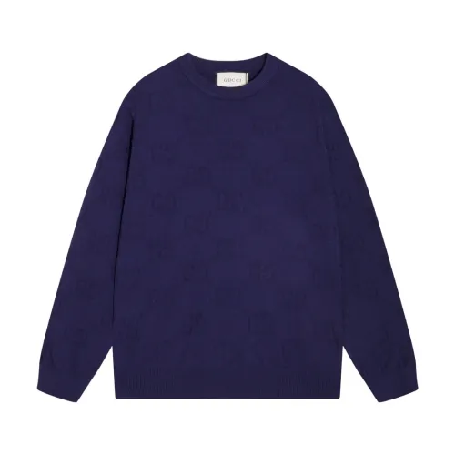 Gucci Unisex Full Body Double G Logo Round Neck Wool Knitted Sweater