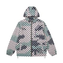 Louis Vuitton Street Camouflage Checkered Hooded Zipper Jacket