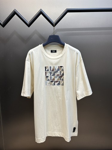 Fendi Fashion Color Contrast Stray F Embroidered Short Sleeve Couple Loose Casual T-shirt
