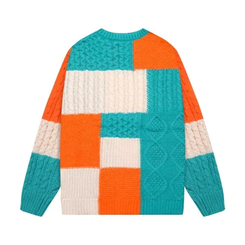Loeve Fashion Splice Fried Dough Twists Jacquard Round Neck Wool Sweater
