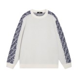 Fendi Unisex Fashion Double F Splicing Color Round Neck Wool Knitted Sweater