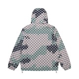 Louis Vuitton Street Camouflage Checkered Hooded Zipper Jacket