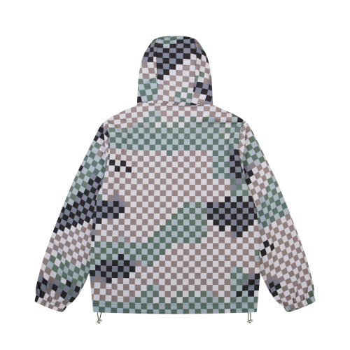 Louis Vuitton Street Camouflage Checkered Hooded Zipper Jacket