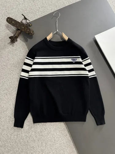 Prada New Splicing Round Neck Casual Wool Sweater