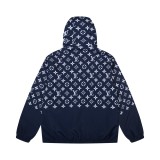 Louis Vuitton Unisex Starry Sky Logo Printed Hooded Zipper Jacket Coat