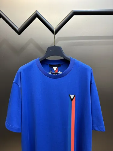Louis Vuitton New Fashion Color blocked Striped Short Sleeve Unisex Casual Loose T-shirt