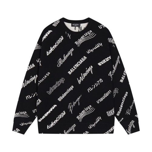 Balenciaga New Multi Logo Collection Jacquard Sweater Couple Hoodie Sweater