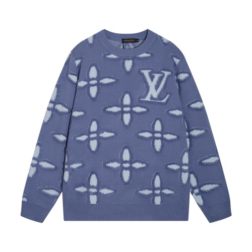 Louis Vuitton Fashion Towel Embroidered Pattern Round Neck Wool Knitted Sweater