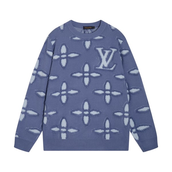 Louis Vuitton Fashion Towel Embroidered Pattern Round Neck Wool Knitted Sweater