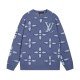 Louis Vuitton Fashion Towel Embroidered Pattern Round Neck Wool Knitted Sweater