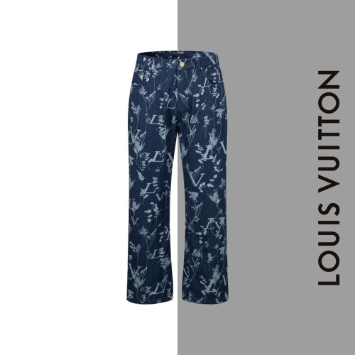 Louis Vuitton Fashion Full Wheat Leaf Casual Jeans