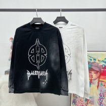 Balenciaga Metal Rock Shield Double B Hand drawn Graffiti Vintage Printed Long Sleeve