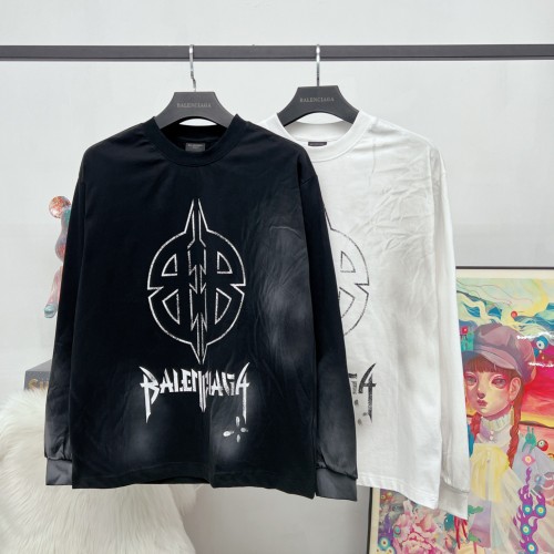 Balenciaga Metal Rock Shield Double B Hand drawn Graffiti Vintage Printed Long Sleeve