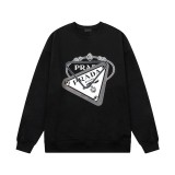 Prada Classic Overlapping Letter Triangle Logo Graffiti Printed Sportswear Unisex Versatile Loose Hoodie