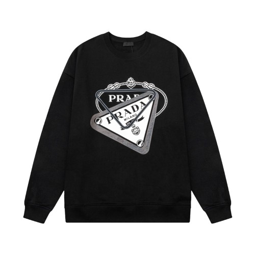 Prada Classic Overlapping Letter Triangle Logo Graffiti Printed Sportswear Unisex Versatile Loose Hoodie