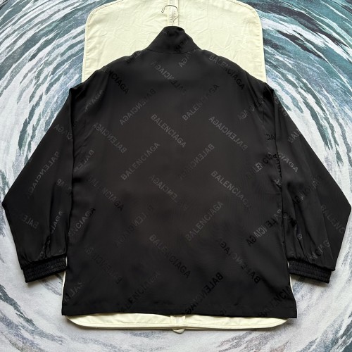 Balenciaga Classic Full Logo Printed Mulberry Silk Full Print Coat