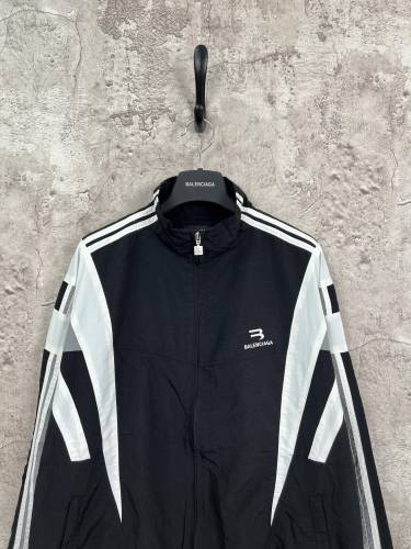 Balenciaga Classic Unisex Splicing Stand Up Collar Zipper Jacket Coat