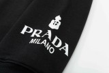 Prada Classic Metal Triangle Sleeve Printed Sportswear Unisex Versatile Loose Hoodie