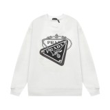 Prada Classic Overlapping Letter Triangle Logo Graffiti Printed Sportswear Unisex Versatile Loose Hoodie