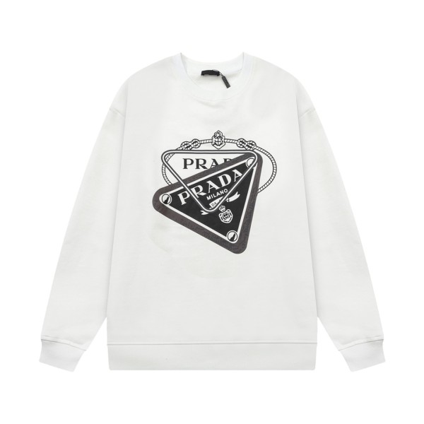 Prada Classic Overlapping Letter Triangle Logo Graffiti Printed Sportswear Unisex Versatile Loose Hoodie
