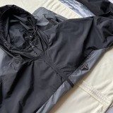 Prada Classic Splicing Hooded Jacket Coat