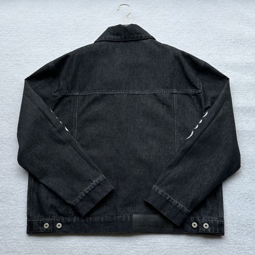 Loewe Classic Retro Washed Black Casual Collar Cowboy Jacket
