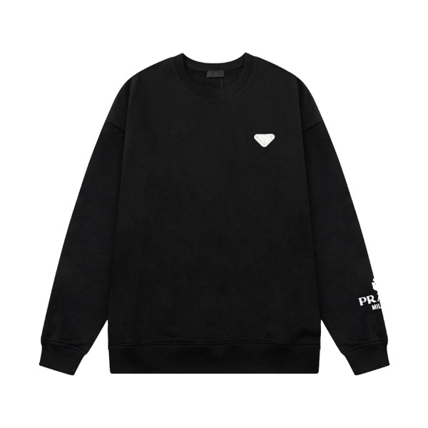 Prada Classic Metal Triangle Sleeve Printed Sportswear Unisex Versatile Loose Hoodie