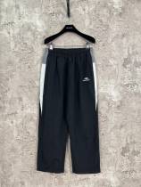 Balenciaga Couple 3B Embroidered Black White Splicing Straight Leg Pants Sports Pants